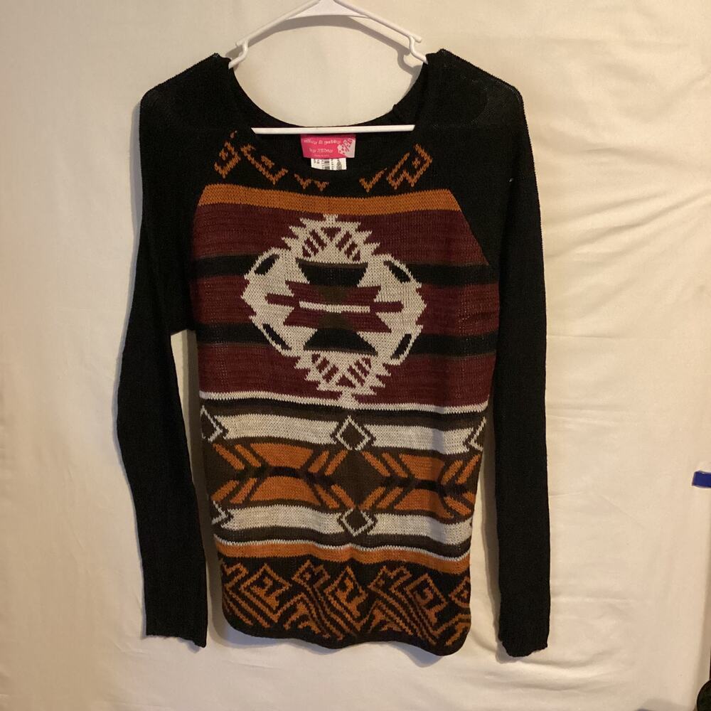 1939 Alley & Gabby Women Long Sleeve Scoop Neck Sweater Size Large Blacks/Browns